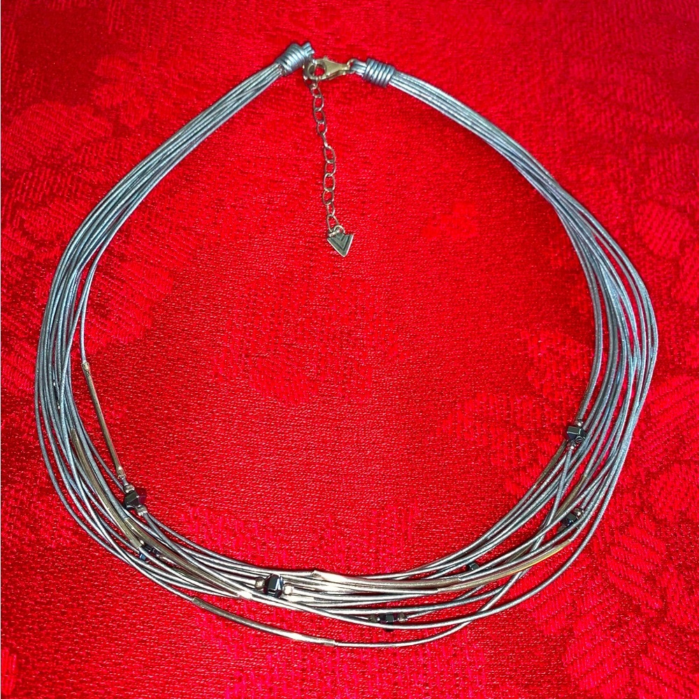 SILPADA Grey leather multi-strand necklace.